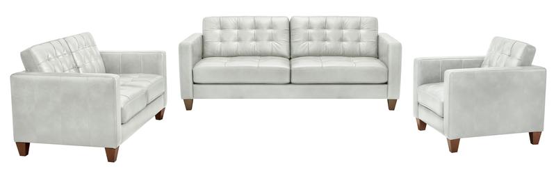 Theo 62\" Top-Grain Genuine Leather Loveseat with Removable Back Cushion and Wood Feet – Blue