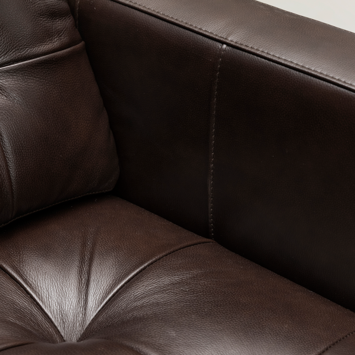 Theo 37\" Top-Grain Genuine Leather Chair with Removable Back Cushion and Wood Feet – Brown
