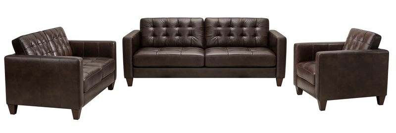 Theo 37\" Top-Grain Genuine Leather Chair with Removable Back Cushion and Wood Feet – Brown