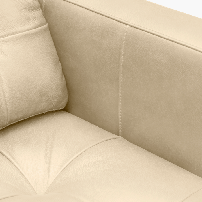 Theo 62\" Top-Grain Genuine Leather Loveseat with Removable Back Cushion and Wood Feet - Stone