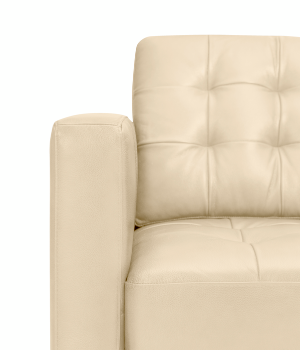 Theo 85\" Top-Grain Genuine Leather Sofa with Removable Back Cushion and Wood Feet - Stone