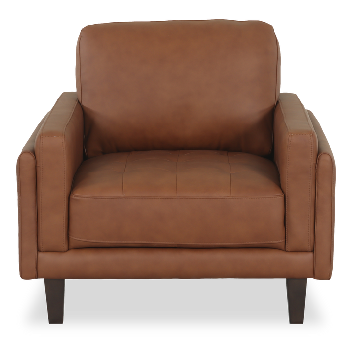 Venice 39\" Traditional Genuine Leather Accent Chair – Light Brown