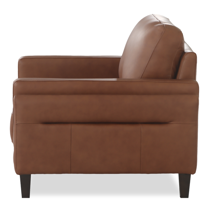 Venice 39\" Traditional Genuine Leather Accent Chair – Light Brown