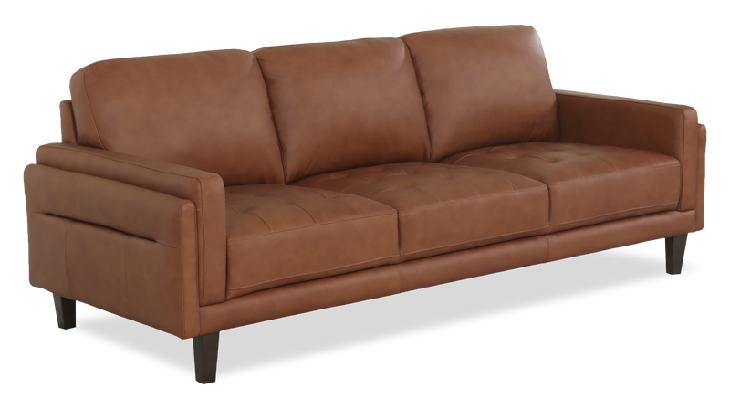 Venice 91\" Traditional Genuine Leather Sofa – Light Brown
