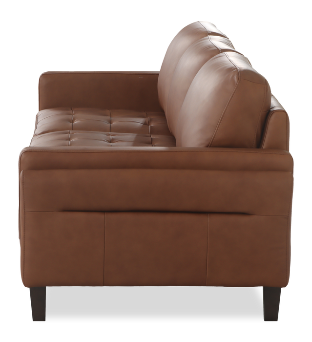 Venice 91\" Traditional Genuine Leather Sofa – Light Brown