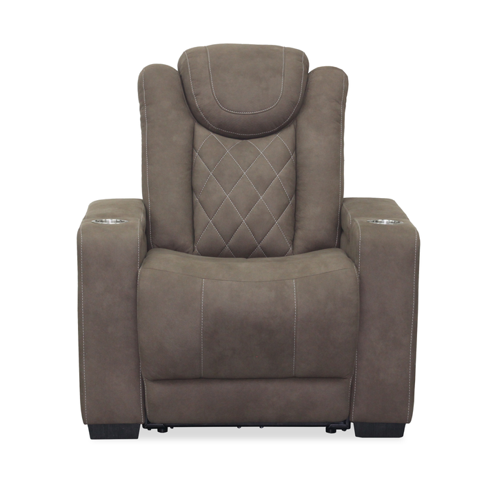 Venture 35.83” Faux Suede Power Reclining Chair with Power Headrests, Cupholders, and USB Port - Chocolate