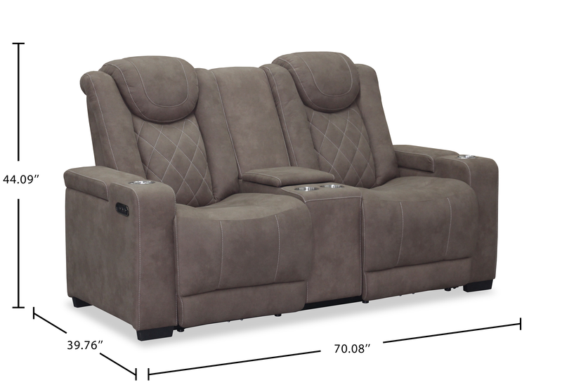 Venture 70.08” Faux Suede Power Reclining Loveseat with Power Headrests, Cupholders, and USB Port - Chocolate