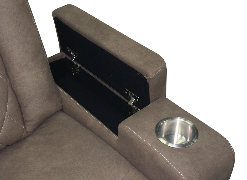Venture 83.5” Faux Suede Power Reclining Sofa with Power Headrests, Cupholders, and USB Port - Chocolate