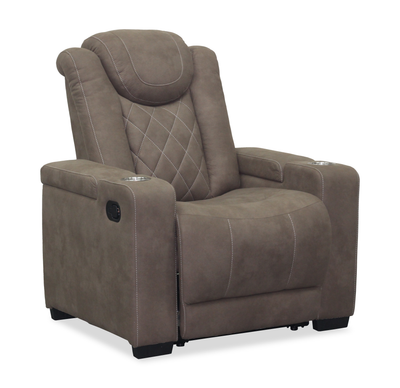 Venture 35.83” Faux Suede Reclining Chair with Storage and Cupholders - Chocolate | Fauteuil inclinable Venture de 35,83 po en suédine avec rangement et porte-gobelets - chocolat