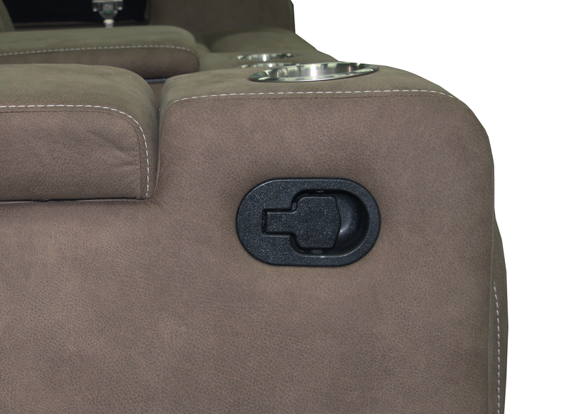 Venture 83.5” Faux Suede Reclining Sofa with Storage, Cupholders, and USB Port - Chocolate