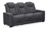 Venture 83.5” Faux Suede Power Reclining Sofa with Power Headrests, Cupholders, and USB Port - Grey | Sofa à inclinaison électrique Venture de 83,5 po en suédine avec appuie-têtes électriques, porte-gobelets et port USB - gris