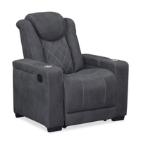 Venture 35.83” Faux Suede Reclining Chair with Storage and Cupholders - Grey