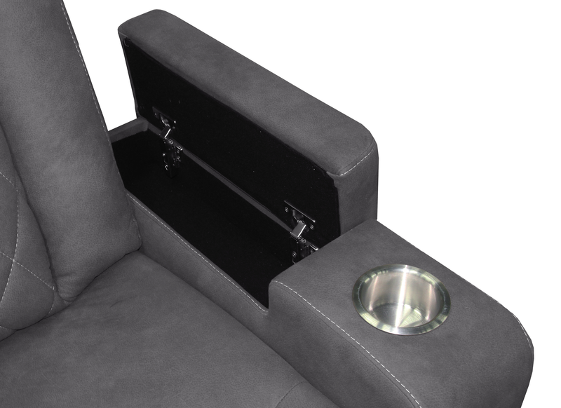 Venture 35.83” Faux Suede Reclining Chair with Storage and Cupholders - Grey