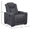 Venture 35.83” Faux Suede Reclining Chair with Storage and Cupholders - Grey | Fauteuil inclinable Venture de 35,83 po en suédine avec rangement et porte-gobelets - gris