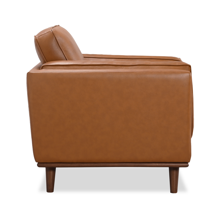 Viero 42.1\" Genuine Leather Accent Chair - Caramel  
