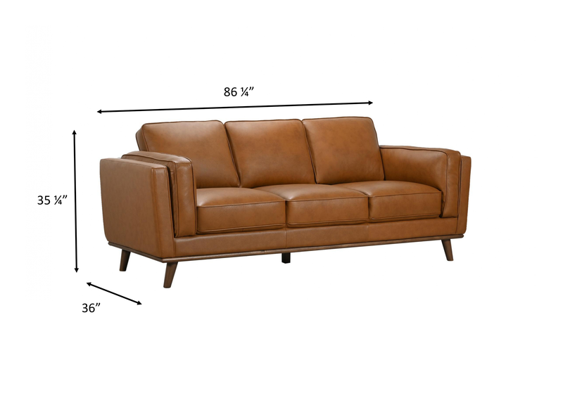 Viero 86.2\" Genuine Leather Sofa - Caramel  