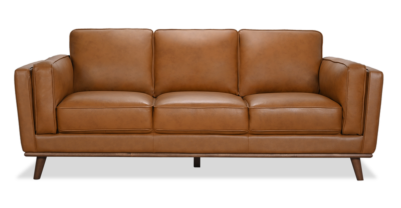 Viero 86.2\" Genuine Leather Sofa - Caramel  