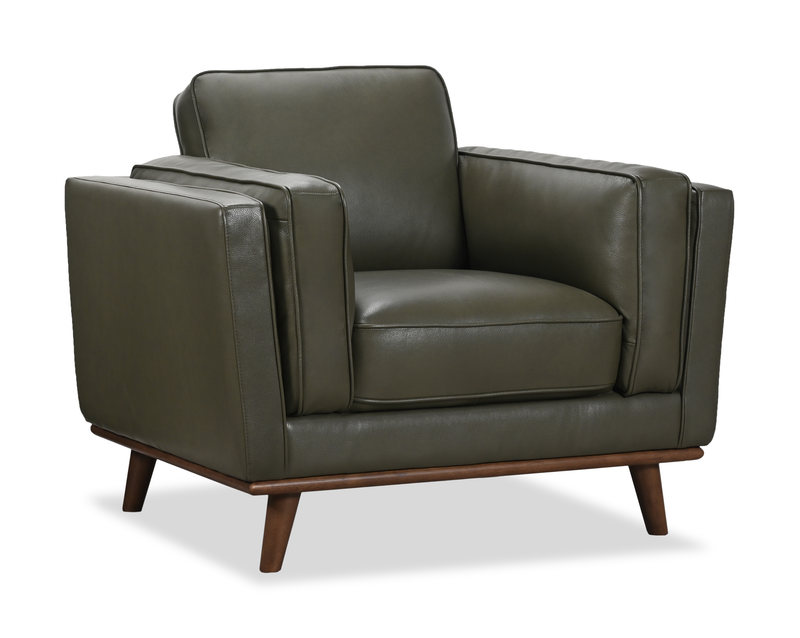 Viero 42.1\" Genuine Leather Accent Chair - Green  