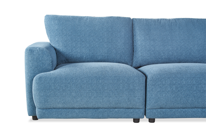 Voyage Modular 6-Piece Right-Facing Fabric Sectional with Console and Removable Back Cushions – Blue