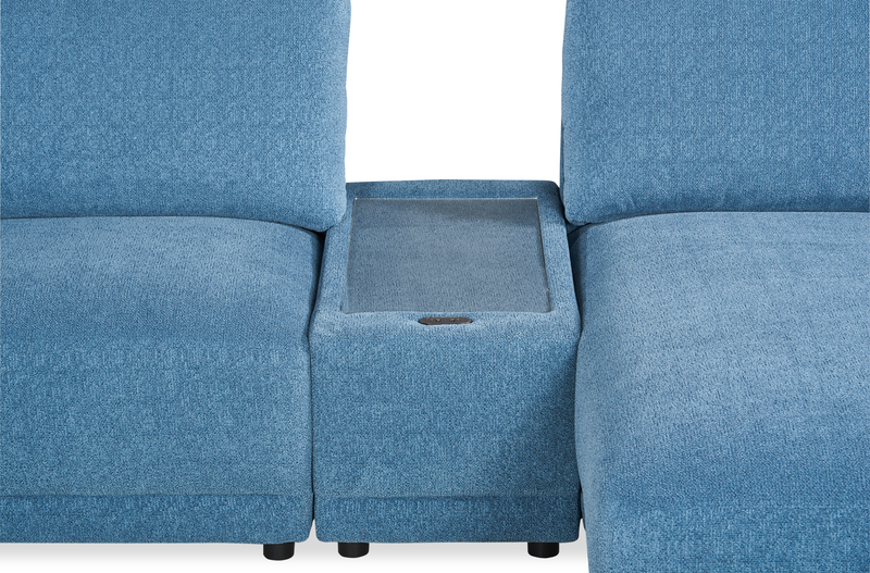 Voyage Modular 6-Piece Right-Facing Fabric Sectional with Console and Removable Back Cushions – Blue
