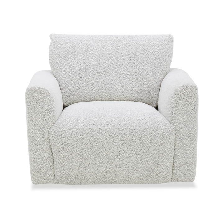 Waverly 40.55” Contemporary Fabric Swivel Chair with Removable Back Cushion – Linen