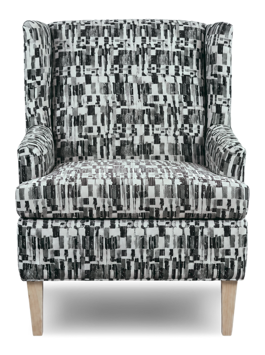 Made in Canada Sofa Lab Customizable Wingback 30\" Fabric Accent Chair – Noir Accent Fabric 