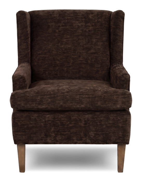 Made in Canada Sofa Lab Customizable Wingback 30\" Fabric Accent Chair – Plush Chocolate
