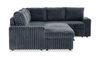 Winston 3-Piece Left-Facing Fabric Sleeper Sectional with Storage Chaise – Slate | Sofa-lit sectionnel de gauche Winston 3 pièces en tissu avec fauteuil long de rangement - ardoise