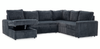 Winston 3-Piece Left-Facing Fabric Sleeper Sectional with Storage Chaise – Slate | Sofa-lit sectionnel de gauche Winston 3 pièces en tissu avec fauteuil long de rangement - ardoise
