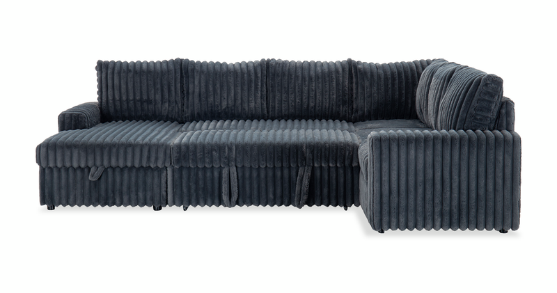 Winston 3-Piece Left-Facing Fabric Sleeper Sectional with Storage Chaise – Slate
