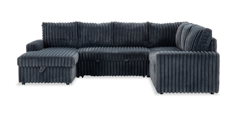 Winston 3-Piece Left-Facing Fabric Sleeper Sectional with Storage Chaise – Slate