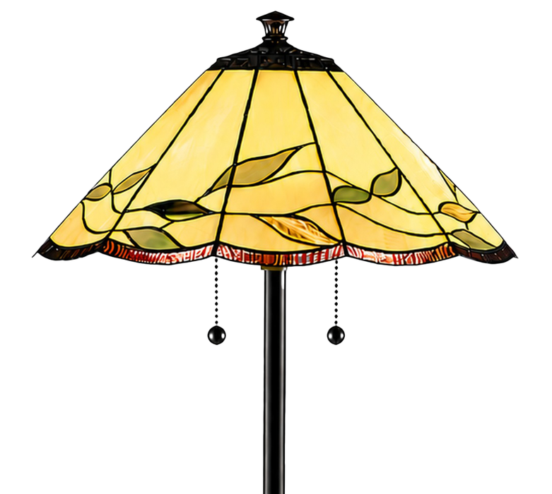 Wisteria 62\" Fallhouse Tiffany Floor Lamp with Amber Shade – Antique Bronze