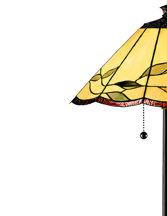 Wisteria 62\" Fallhouse Tiffany Floor Lamp with Amber Shade – Antique Bronze