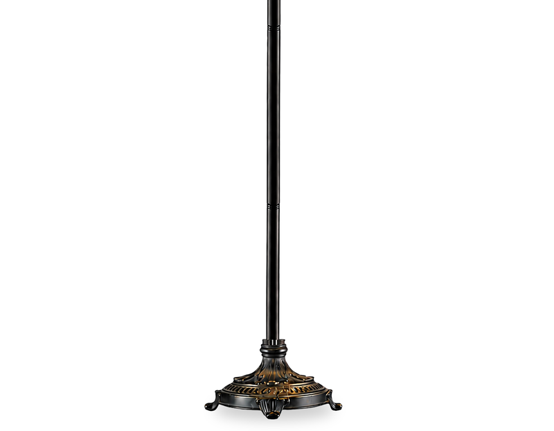 Wisteria 62\" Fallhouse Tiffany Floor Lamp with Amber Shade – Antique Bronze
