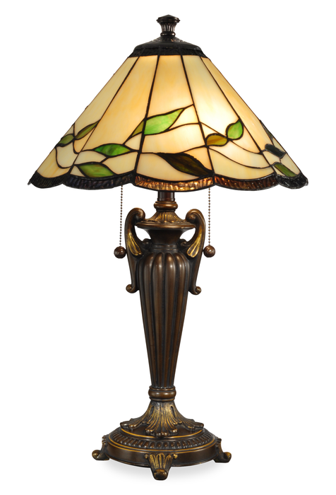 Wisteria 26\" Fallhouse Tiffany Table Lamp with Amber Shade – Antique Bronze 