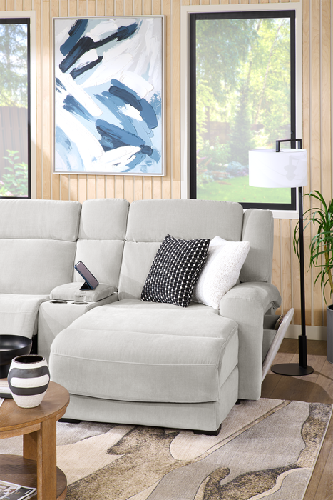 Shaquille O’Neal Home Legacy 6-Piece Left-Facing Power Reclining Sectional with Shaq-o-pedic Comfort - Grey 