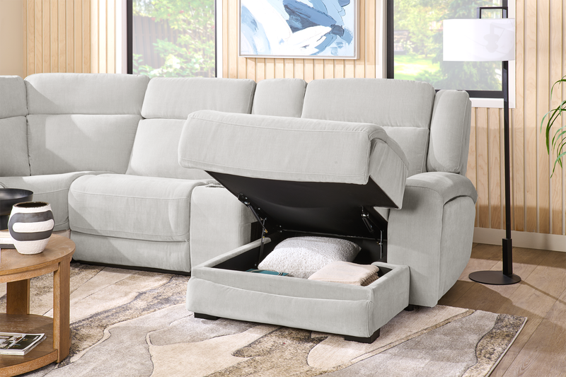 Shaquille O’Neal Home Legacy 6-Piece Left-Facing Power Reclining Sectional with Shaq-o-pedic Comfort - Grey 