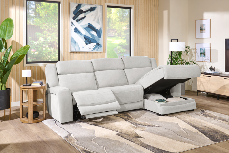 Shaquille O’Neal Home Legacy 3-Piece Right-Facing Power Reclining Sectional with Shaq-o-pedic Comfort - Grey 