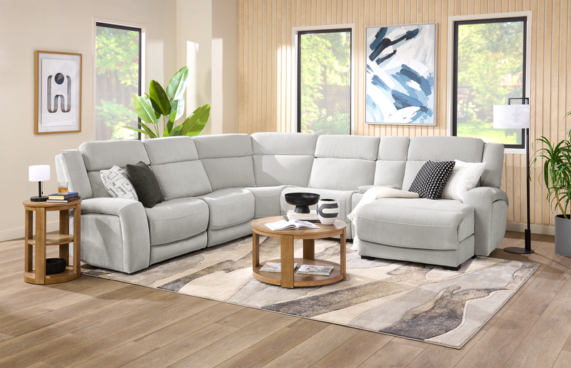 Shaquille O’Neal Home Legacy 6-Piece Left-Facing Power Reclining Sectional with Shaq-o-pedic Comfort - Grey 