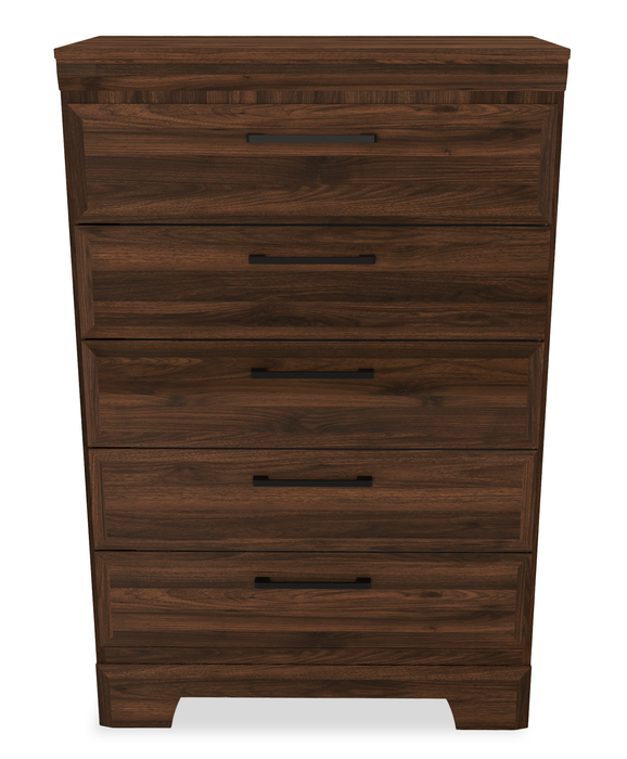 Yorkdale Bedroom Chest of Drawers, 5-Drawer, 31.1\"W x 47.4\"H, Made in Canada – Walnut Brown