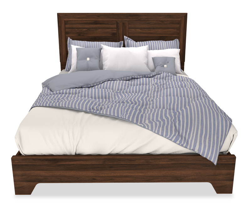Yorkdale 5pc Bedroom Set with Panel Bed, Dresser & Mirror, Walnut Brown - Queen Size