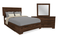Yorkdale 5pc Bedroom Set with 6-Drawer Storage Bed, Dresser & Mirror, Walnut Brown - Full Size