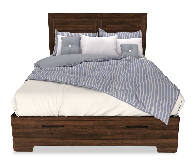 Yorkdale 6pc Set, 6-Drawer Bed, Dresser, Mirror, Nightstand - Walnut Brown - Full Size