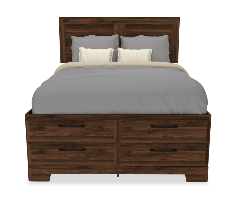 Yorkdale 5pc Bedroom Set with 12-Drawer Storage Bed, Dresser & Mirror, Walnut Brown - Queen Size