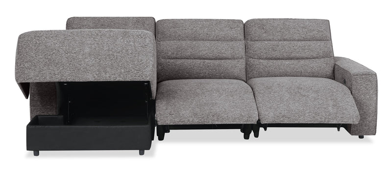 Shaquille O’Neal Home Prestige 3-Piece Left-Facing Sectional with Power Reclining – Grey 