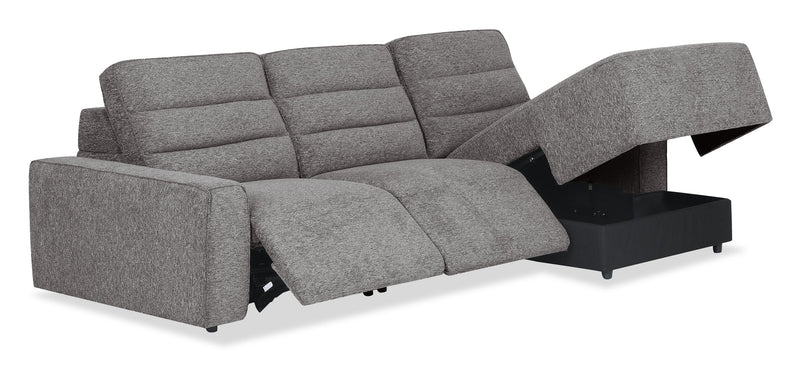 Shaquille O’Neal Home Prestige 3-Piece Right-Facing Sectional with Power Reclining – Grey