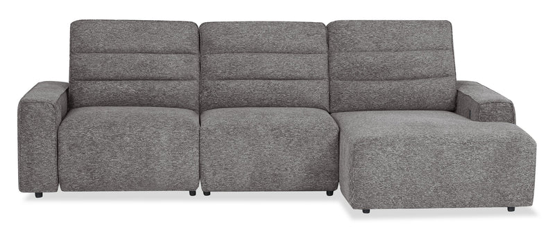 Shaquille O’Neal Home Prestige 3-Piece Right-Facing Sectional with Power Reclining – Grey