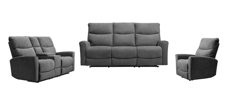 Quest 73\" Chenille Fabric Power Reclining Loveseat - Grey