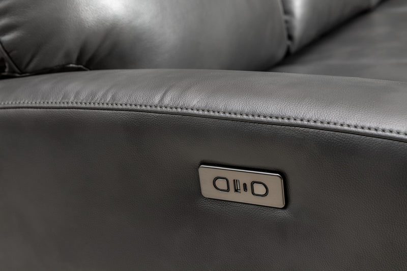 Quest 82.5\" Leather-Look Fabric Power Reclining Sofa - Grey