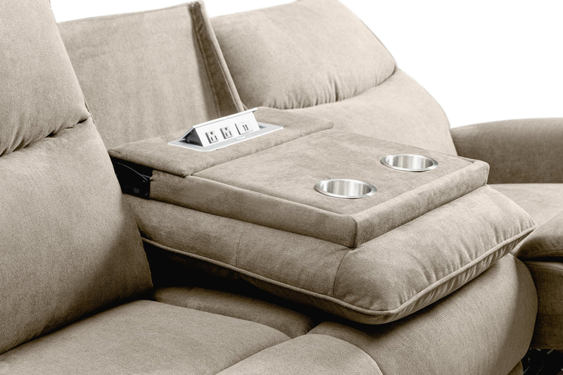 Quest 82.5\" Chenille Fabric Power Reclining Sofa - Cobblestone